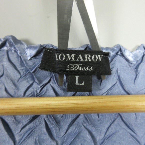 KOMAROV DRESS L Purple Pleated Beaded V Neck Maxi Dress Fairy Whimsical Crinkle - Picture 6 of 10